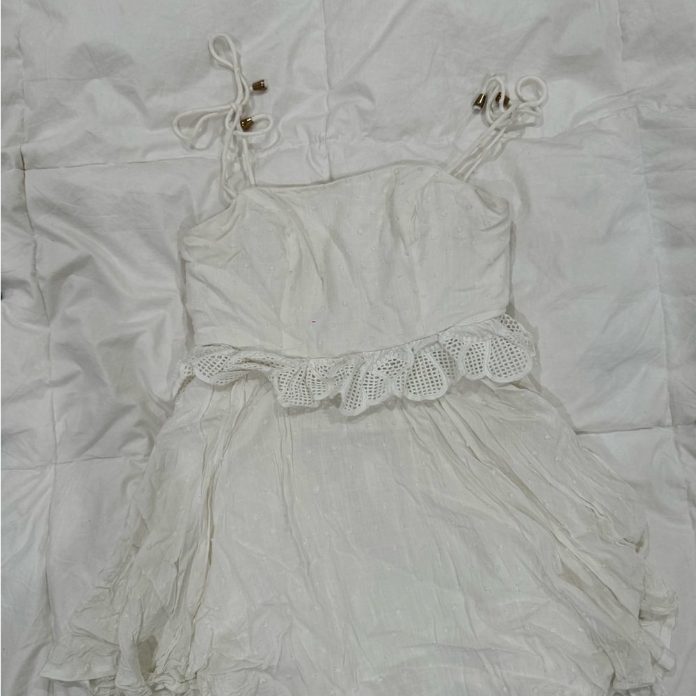 Saints & Secrets White Dress with Gold Accents